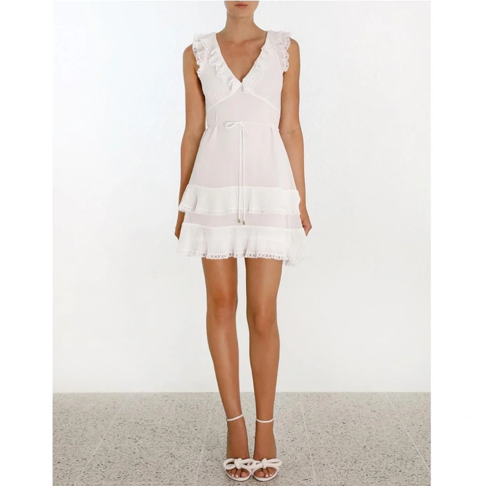 Zimmerman Elegant White Ruffle Dress - Picture 3 of 5